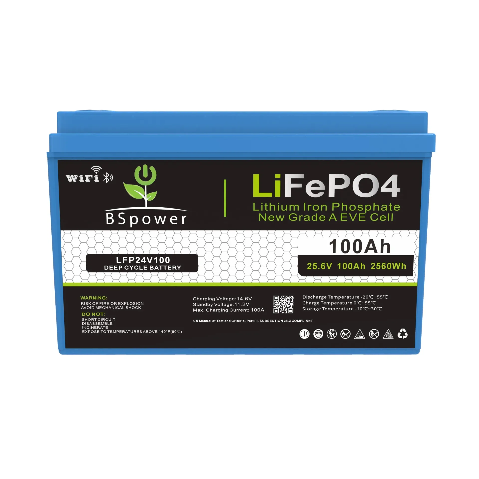 بطاريات بي اس باور 100Ah لثيوم 25.6V 2560W مع شاشه